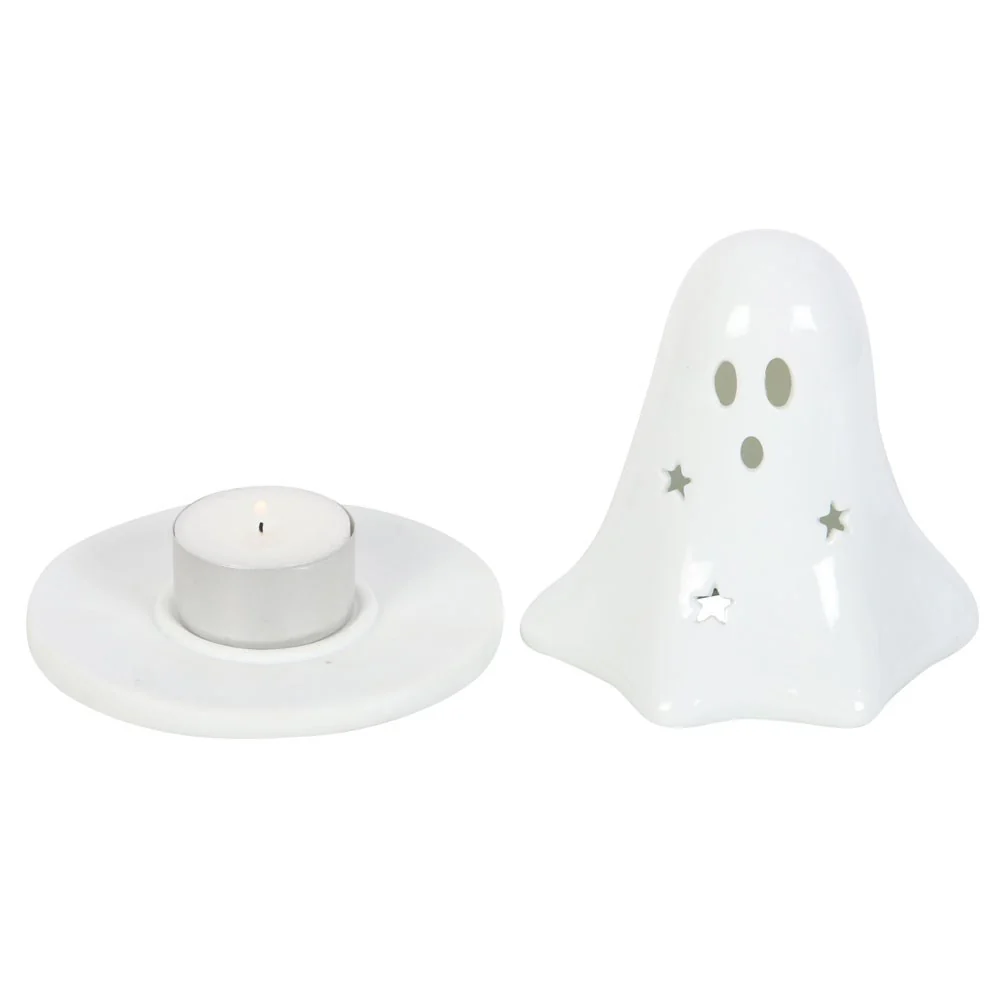 Ceramic Ghost Tealight and Incense Cone Holder - Image 3