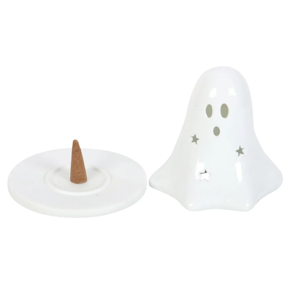 Ceramic Ghost Tealight and Incense Cone Holder - Image 5