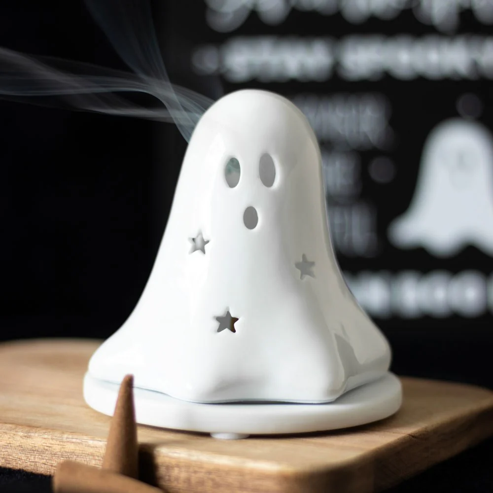 Ceramic Ghost Tealight and Incense Cone Holder - Image 8