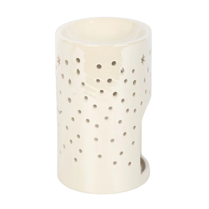 Iridescent White Moon Pillar Oil Burner and Wax Warmer - Image 3
