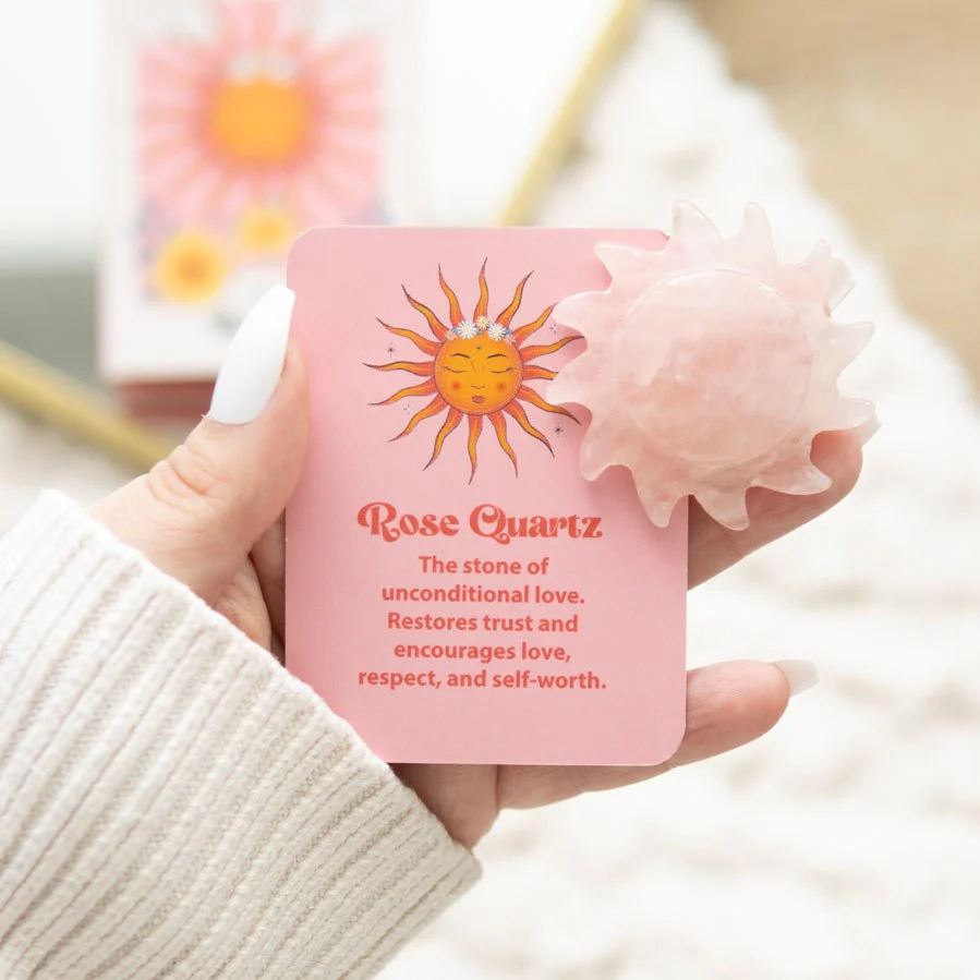 Rose Quartz Crystal Sun Keepsake Stone in a Box - Image 3