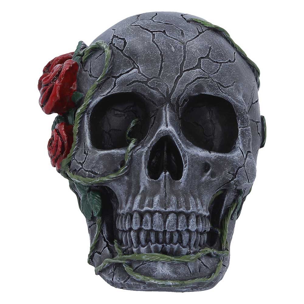 Twilight Bloom Gothic Skull Figurine - Image 3